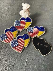 Broche drapeau américain étoile en strass et sequins, épinglette patriotique pour veste en jean, jean, poche, sac à dos, vêtements, faite à la main, perlée - Product Image 2
