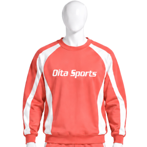 Sweat-shirt athlétique à col rond pour homme, avec empiècements contrastants, manches longues, pull décontracté pour l'entraînement et les activités sportives, personnalisable en gros - Product Image 1