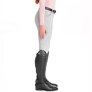 Culotte d'équitation pour femme, taille haute, coupe ajustée, couleur unie, fermeture à boucle, respirante, en similicuir, pour l'entraînement - Product Image 1