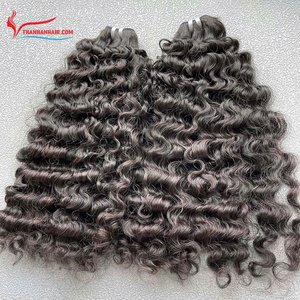 100% Premium Super Double-Drawn Steam Curl Weft Color natural Extensiones de cabello humano Remy vietnamita Paquetes de encaje de materia prima - Product Image 2