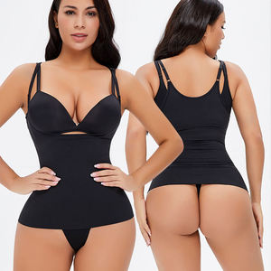 Women's Sleeveless Seamless Tummy Control <b>Shapewear</b> <b>Bodysuit</b> Solid Color Fitted Cotton High Waist Design Zipper Fly Full Length - Product Image 5