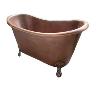 Baignoire autoportante ovale en cuivre martelé à pieds de chaise, finition cuivre antique, pour maison et hôtel - Indian Home Crafts - Product Image 4