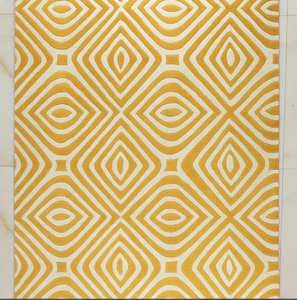 Tapis en laine faits main, tuftés à la main, motif rayé jaune et bleu, taille et couleur personnalisables pour la maison, le bureau ou le salon. - Product Image 1