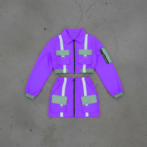 Conjunto de 2 Piezas de Top Corto y Chaqueta con Cierre, Personalizable, Transpirable y Resistente al Viento para Mujer - Product Image 6