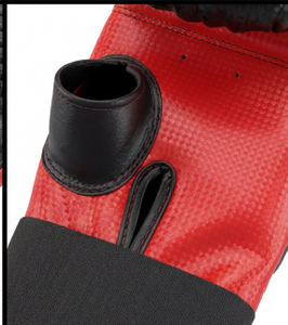 Gants de boxe à motif fibre de carbone, à pouce ouvert, rouge et noir, pour entraînement sur sac de frappe, équipement de frappe - Product Image 5