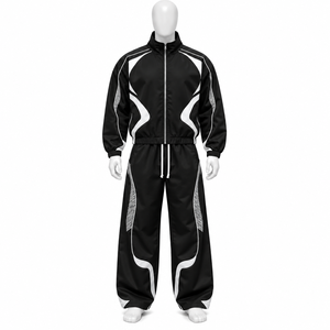 Conjunto deportivo cortavientos de talla grande hecho a medida, 100% poliéster, ligero, transpirable, de secado rápido, de dos piezas para hombre - Product Image 5