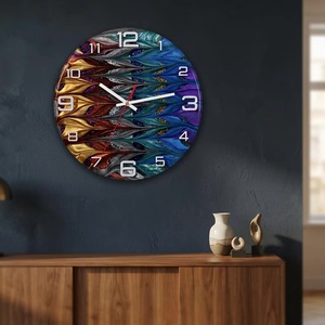 Horloge murale en résine géométrique abstraite, artisanat DIY, mécanique, silencieuse, alimentée par piles, design Art Déco contemporain, salon - Product Image 1