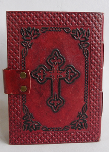 Wholesale high class leather <b>notebook</b> Handmade embossed celtic cross <b>blank</b> leather <b>notebook</b> - Product Image 5
