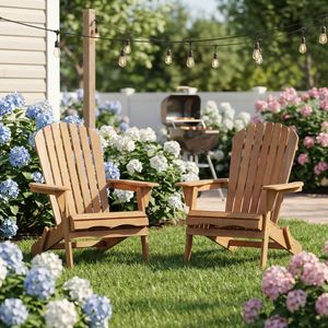 Set di 2 Sedie Adirondack Preassemblate, Sedie Pieghevoli in Legno per Esterni con Schienale per Veranda, Piscina o Giardino - Product Image 5