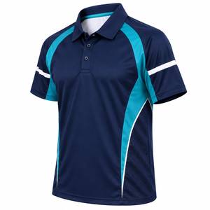Men's <b>Navy</b> <b>Blue</b> Sporty <b>Polo</b> <b>Shirt</b> Short Sleeve Color Blocked Quick Dry Knitted Fabric Regular Fit Golf <b>Polo</b> For Men - Product Image 2