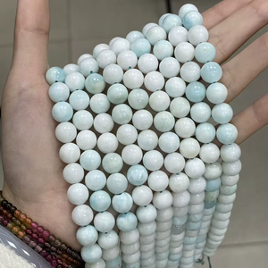 Perles de pierres précieuses rondes lisses en héminorphite naturelle blanche de 4 à 12 mm pour la fabrication de bijoux, bracelet DIY, collier, vente en gros Jinstone - Product Image 6