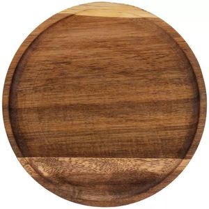 Eco-Friendly Handmade Modern Polished Round Wood Pizza <b>Plate</b> Serving Tray with Customized Pattern for Business Gift Food Prep - Product Image 5
