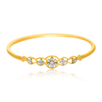 Bracelet jonc en or jaune avec diamants ronds brillants cultivés en laboratoire, design classique pour femme, à porter au quotidien
