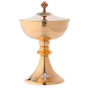 Ciborio de Latón con Acabado Dorado, Vaso de Culto Religioso de Lujo, Utilizado para la Ceremonia Eucarística, Ciborio de Latón Premium, Cáliz - Product Image 2