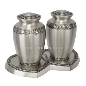 Urna Funeraria Moderna de Latón con Bandeja en Forma de Corazón, Color Plateado, para Cenizas de Parejas, al Mejor Precio - Product Image 2
