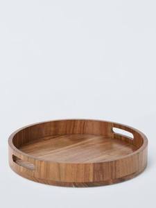 Plateau rond en bois naturel, plateau de service rustique artisanal pour la cuisine, la table à manger, la table basse, le petit-déjeuner et la maison au quotidien - Product Image 1
