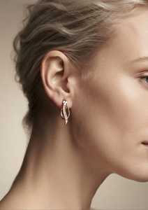 Boucles d'oreilles créoles en or rose avec diamants de laboratoire certifiés IGI pour femme, bijoux minimalistes vintage pour mariage et soirée - Product Image 4