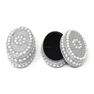 Boîte à bijoux décorative de luxe indienne en gros, artisanat indien, organisateur en métal perlé, petite boîte à bijoux de luxe en aluminium - Product Image 1