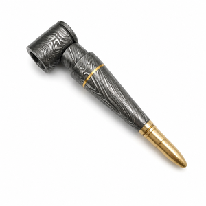 Jexmoo Pipa de Fumar de Acero de Damasco de Lujo Hecha a Mano, Reutilizable, con Funda de Cuero, Regalo para Papá, Esposo, Novio - Product Image 1
