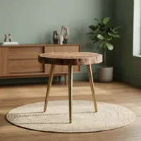 Table basse moderne minimaliste en bois et fer avec support trépied, écologique, facile à nettoyer, pour salon, cuisine, café, décoration intérieure