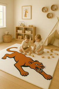 Tapis rectangulaire en viscose fait main, design animal moderne blanc et orange, pour chambre, extérieur et hôtel, lavable, pour la maison et le bureau - Product Image 3