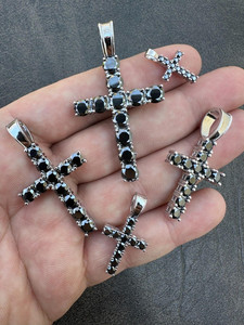 Silver Plated Cross Pendants With Crystal Rhinestones Prong Set Religious Charms Unisex Fashion Jewelry Gift - Product Image 2