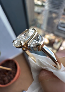 Oval Cut Lab Grown Diamond Three Stone IGI Certified VVS2 14K Yellow Gold Engagement Party Wedding <b>Ring</b> <b>Statement</b> Bridal <b>Ring</b> - Product Image 4