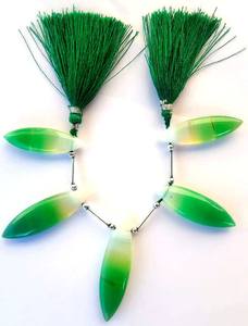 ลูกปัดหินแคลเซโดนีสีเขียวธรรมชาติทรงมาร์คีส์ผิวเรียบ สำหรับทำเครื่องประดับ ขายส่ง - Product Image 5