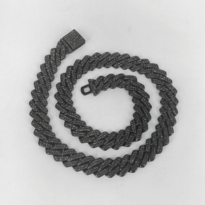 Moissanite Diamond Cuban Link Chain 925 <b>Silver</b> Pink Stone Iced Out Necklace Black Finish Hip Hop Jewelry Gift for Men Women - Product Image 4