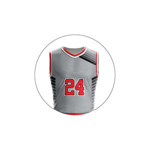 Men's Gray Red Stripe Basketball Jersey Sleeveless Moisture Wicking Sublimated Print All Seasons Sports Wear - Product Image 5
