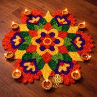 KOLEKSI AARNA Produk Terbaru Mewah Unik Dekorasi Rumah Pernikahan Acara Tempat Lilin Rangoli Bunga Artificial MDF Diwali