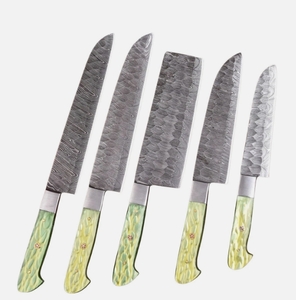 Cuchillo de Camping de Acero de Damasco Hecho a Mano con Hoja Recta y Mango de Resina, Grado Industrial, 13 Pulgadas de Longitud Total, ODM OEM - Product Image 1