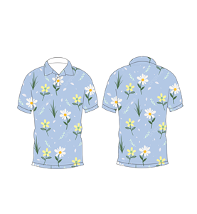 เสื้อโปโลพิมพ์ลายดอกเดซี่แบบซับลิเมชั่น เสื้อโปโลแขนสั้นสำหรับตีกอล์ฟ เสื้อโปโลฤดูร้อนน้ำหนักเบา ระบายอากาศได้ดี สวมใส่สบาย - Product Image 6