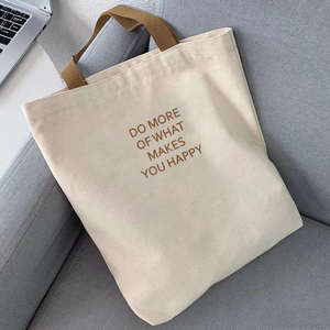 <b>Canvas</b> <b>Tote</b> Bag Medium Size Letter Pattern Top Handle Shoulder Length Daily Use Shopping Bag - Product Image 4