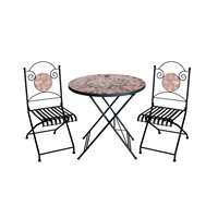 Ensemble de table de bistrot en mosaïque en acier inoxydable durable de haute qualité, table à manger minimaliste en céramique pour patio, mobilier de jardin, cour