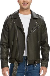Chaqueta Bomber de Cuero Vacuno para Hombre, Cuello Camisero, Cierre de Cremallera, Estilo Vintage, Corte Regular, para Otoño - Product Image 2