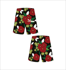 Custom Black Basketball <b>Shorts</b> with Red and <b>Yellow</b> Floral Pattern Lightweight Breathable Mesh Athletic Training Streetwear Gear - Product Image 1
