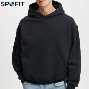 Sweat à capuche ample personnalisé, impression sérigraphique, pour hommes et femmes, grandes tailles, coupe carrée, épaules tombantes, 100% coton, tricot épais pour l'hiver - Product Image 6