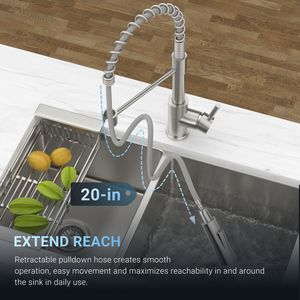 Rubinetto Commerciale Monocomando ad Arco Alto con Dispenser Sapone, Rubinetto da Cucina Estraibile in Acciaio Inox SUS304 per Lavello - Product Image 3