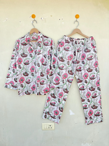Nuevo Conjunto de pijama de algodón 100% floral indio traje de noche de algodón de salvia floral - Product Image 6