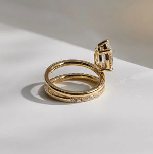 Anillo de Compromiso de Moissanita con Corte de Pera, Plata Chapada en Oro de 14K, Piedra Central Marquise, Engaste de Garras, Anillo de Boda para Mujer - Product Image 3