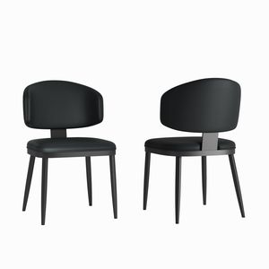 Set di 2 Sedie da Pranzo in Pelle PU Nera e Metallo dal Design Moderno per Cucina e Sala da Pranzo - Product Image 3
