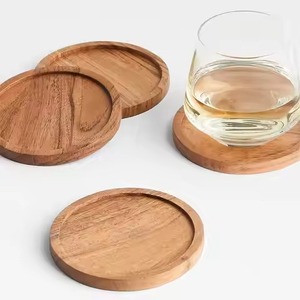 Vintage Wooden Coasters Set Classic Beverage <b>Protectors</b> for Coffee Mug Wine Glass Dining <b>Table</b> Restaurant Bar Decor - Product Image 2