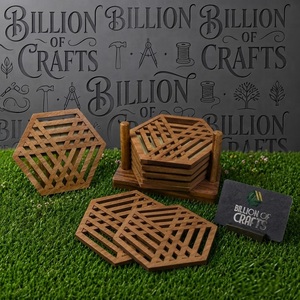 Ensemble de 6 sous-verres décoratifs en bois découpé au laser, style Jali, pour la maison, l'hôtel, le café - Product Image 2