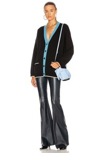 Cardigan en tricot pour femme, col en V, manches chauve-souris, couleur contrastée, fermeture boutonnée, style décontracté, manches longues - Product Image 3