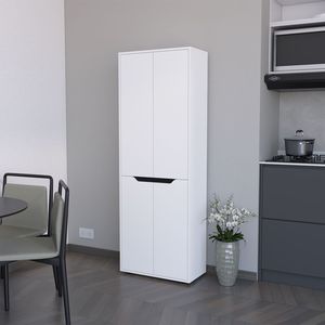 Keyser Multistorage <b>Kitchen</b> Pantry by FM FURNITURE 5 <b>Shelves</b> and 4 Doors in White/Black - Product Image 1