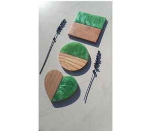 Ensemble de sous-verres en résine en bois écologique et tapis de tasse en bois à motifs uniques pour sous-verre de tasse en résine époxy bricolage - Product Image 1