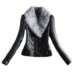 แจ็กเก็ตหนังหนาสำหรับผู้หญิงฤดูใบไม้ร่วงฤดูหนาวพร้อมกระต่ายเร็กซ์คอขนสัตว์จริงแฟชั่นระบายอากาศได้ดี - Product Image 1