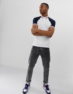 <b>Men's</b> Color Blocked <b>Polo</b> Shirt Short Sleeve <b>White</b> Navy Cotton Casual Knitted Breathable Style - Product Image 1