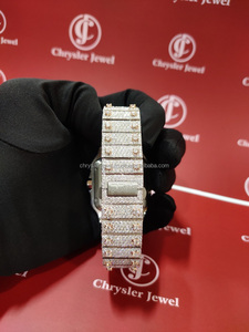 Montre en acier inoxydable sertie de diamants, nouvelle marque, 40 mm, sertie à la main, sertie de moissanite VVS, pour bijoux de mode - Product Image 5